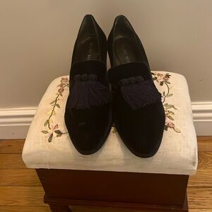 Stuart Weitzman blue suede /tassels 2 inch heel